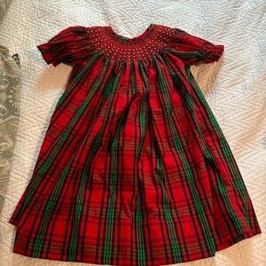 Delaney 2t Boutique Red & Green Pearled Christmas Dress